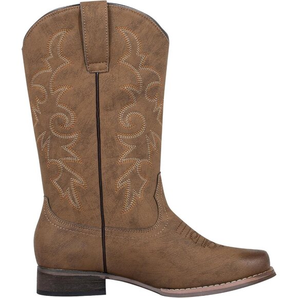 Mid Calf Embroidered Western Cowgirl Boots for Country Concert & Horse Riding - Picture 2 of 8